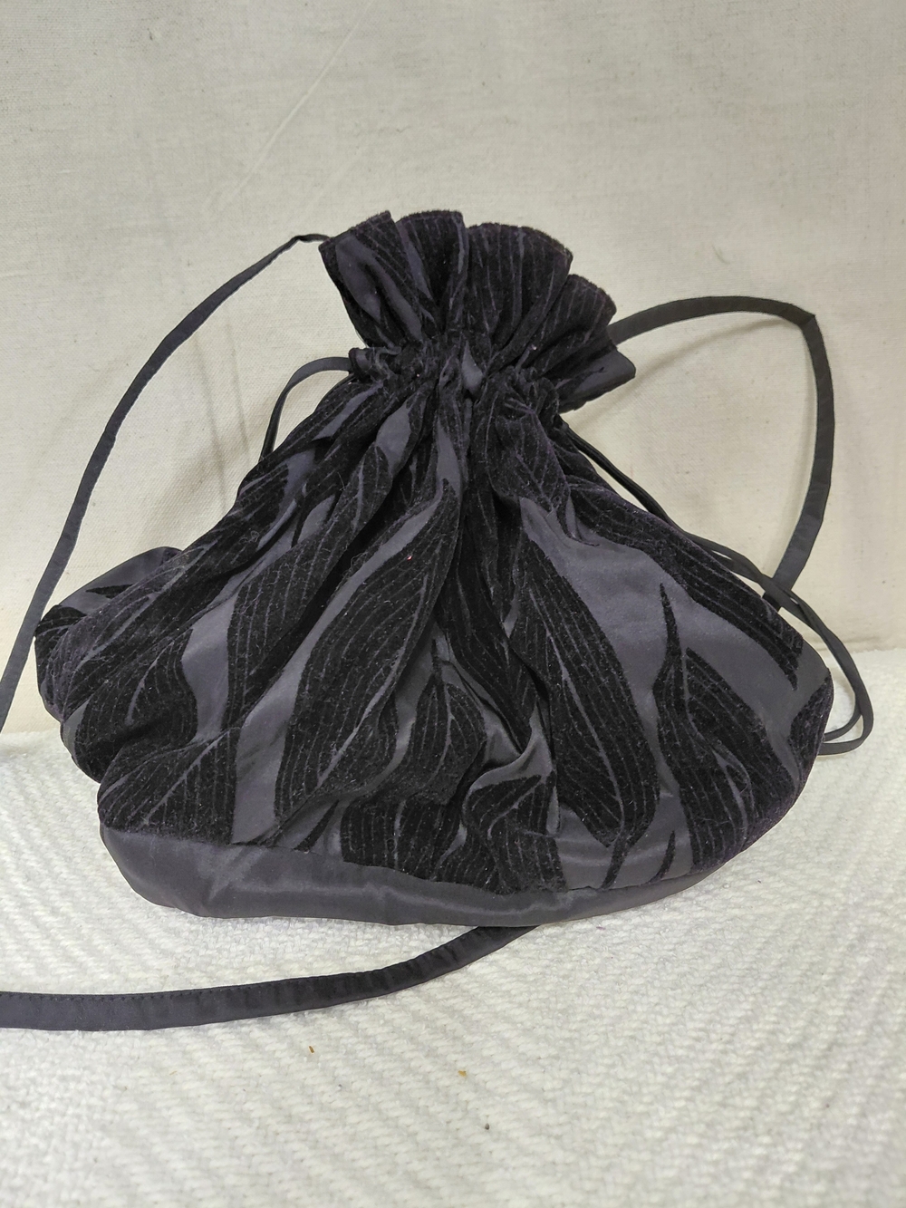 Black Velvet Drawstring Evening Pouch